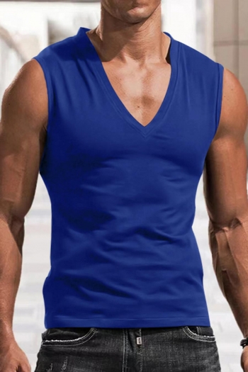casual men plus size slight stretch 8 colors v-neck all-match tank top