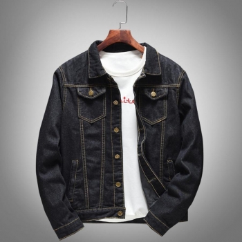 casual plus size non-stretch button decor men denim jacket size run small