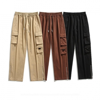 casual plus size non-stretch zip-up straight men cargo pants size run small