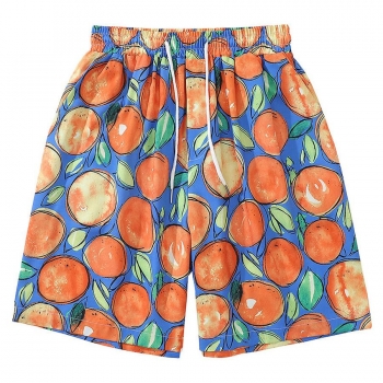casual men plus size non-stretch fruit batch printing shorts(size run small)