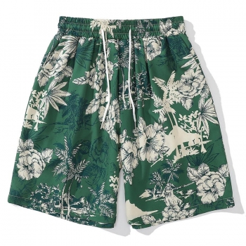 casual men plus size non-stretch floral batch print shorts(size run small)