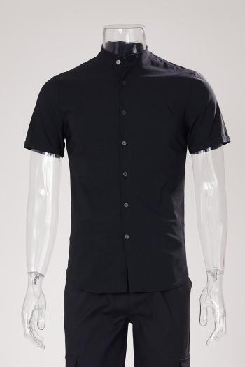 high quality men casual plus size non-stretch short sleeve all-match shirt