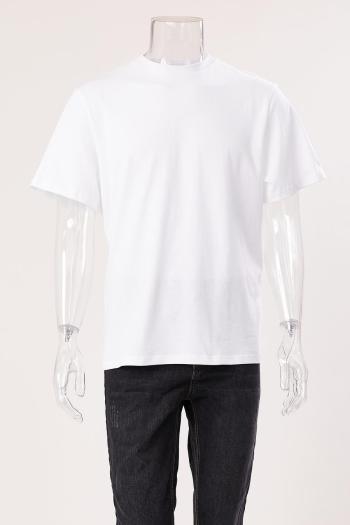men casual high quality slight stretch pure cotton plain color all-match t-shirt