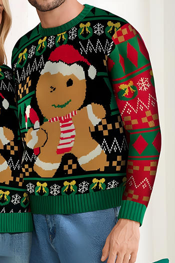 christmas men parent-child couple plus size stretch cartoon jacquard sweater