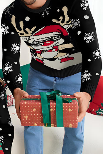 christmas men parent-child couple plus size stretch cartoon deer sweater
