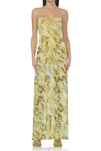 hot sale vacation slight stretch graphic print mesh with lined sling maxi dress