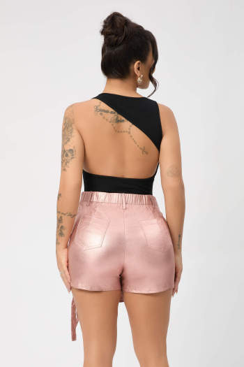 sexy high stretch solid color backless tight sleeveless vest