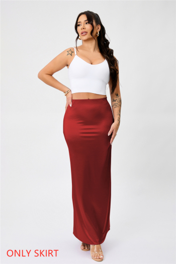 high quality slight stretch 9 colors satin high waist maxi skirt new add colors