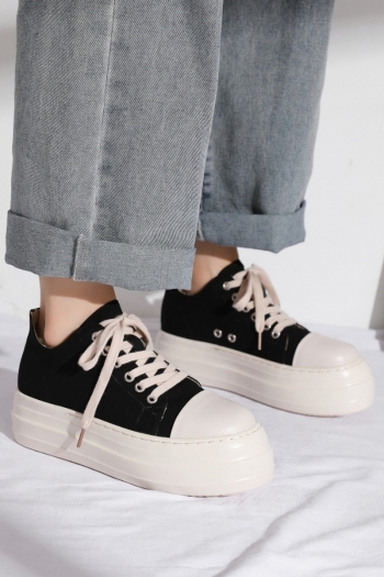 spring new stylish thick bottom casual canvas sneakers (heel height:4.5cm)