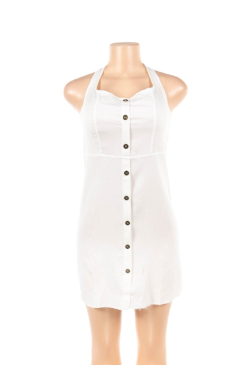 Simple hanging neck denim slim dress