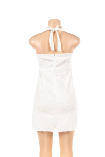 Simple hanging neck denim slim dress