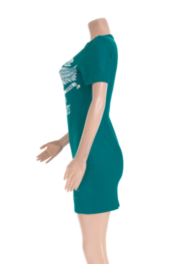 S-XXL stylish personality stretch 3 colors digital print hole bodycon dress