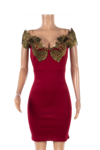 Plus size deep v Lace slim mini dress