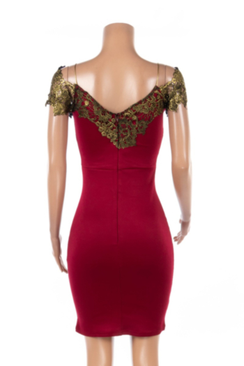 Plus size deep v Lace slim mini dress