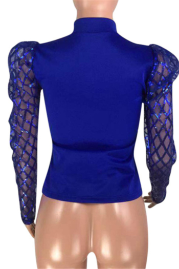 Autumn new see through grid spliced stretch high-neck stylish tops (New add colors)