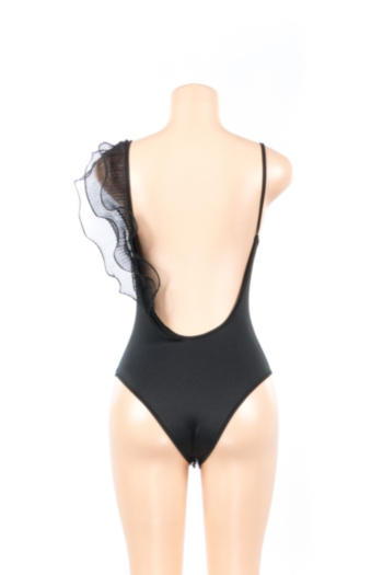 unpadded One-shoulder three-dimensional ruffled one-piece swimsuit