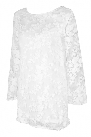Temperament lace embroidered long sleeved loose dress