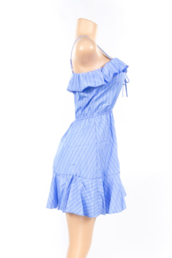 Fresh striped ruffled strap dress