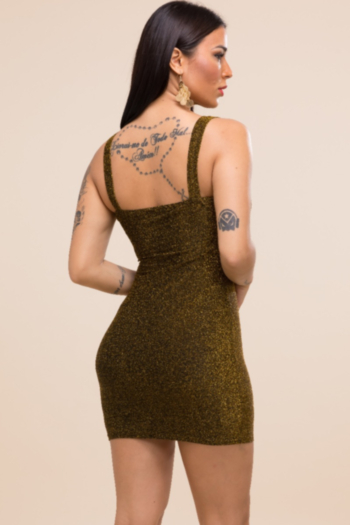 Plus size sexy hot style high stretch bronzing strap dress