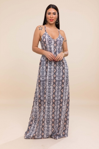 Plus size sexy stylish snake printed sling sleeveless stretch dress