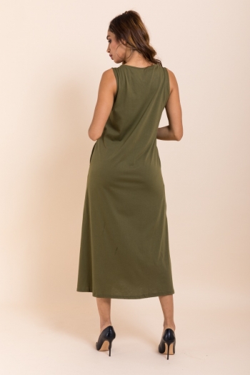 Stylish elegant stretch solid color V-neck pocket single breasted dress