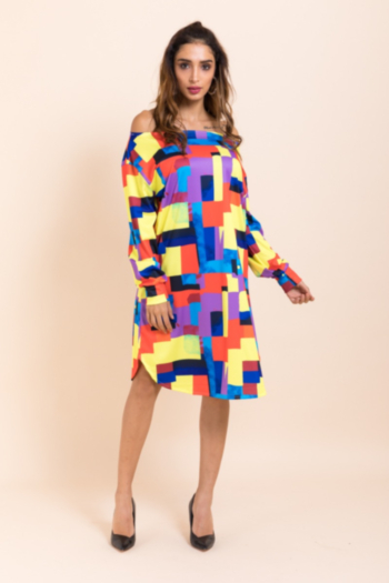 plus size stylish casual digital printed loose irregular stretch dress