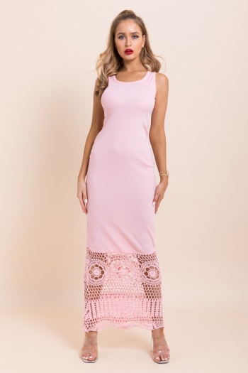 plus size elegant stylish 4 colors see through grids stitching stretch long dress