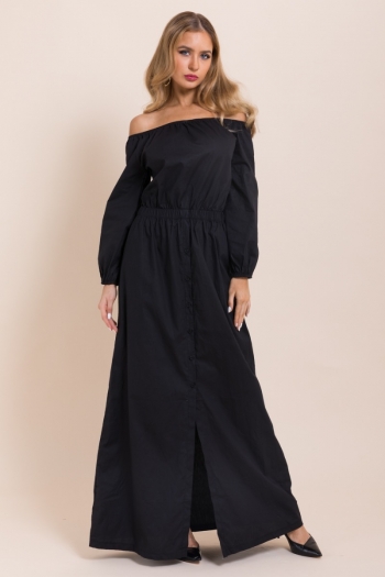 stylish casual style solid color off-shoulder bifurcated dress