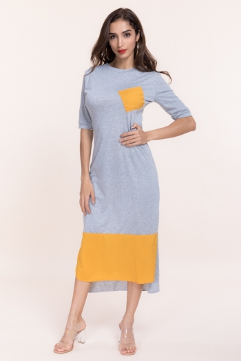 casual stylish stretch stitching looser midi dress