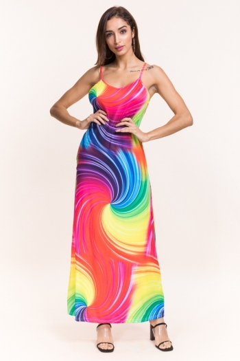 s-xxl colorful digital print stretch sling sleeveless pocket stylish casual maxi dress