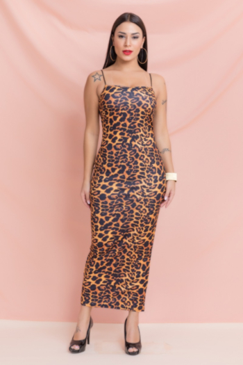 new s-xxl leopard print high stretch sling off-shoulder bodycon sexy maxi dress (new added colors)