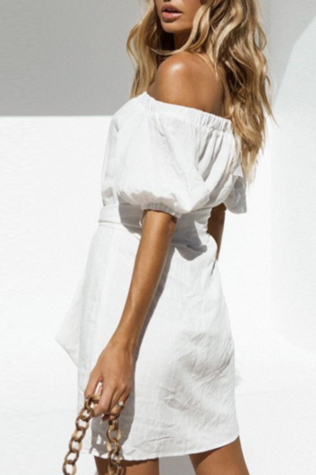 Sexy  Loose Backless Buttoned Short-Sleeved Dress