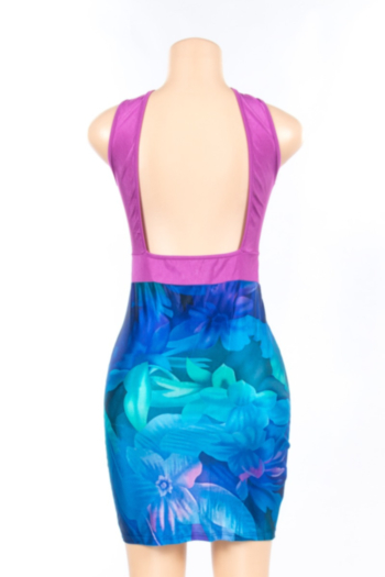 Sexy NightClub  Digital Printed Strap Hip Backless Bandage Elegant Dress