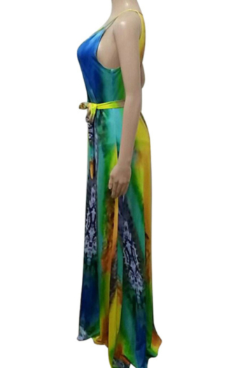 Sexy Printed Sling Sleeveless NightClub Multicolor Dress