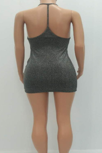 Fashion Sexy Sling Solid Color Backless Mini Dress