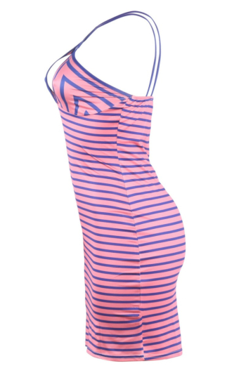 Cross Belt Stripe Printed One-piece Dress