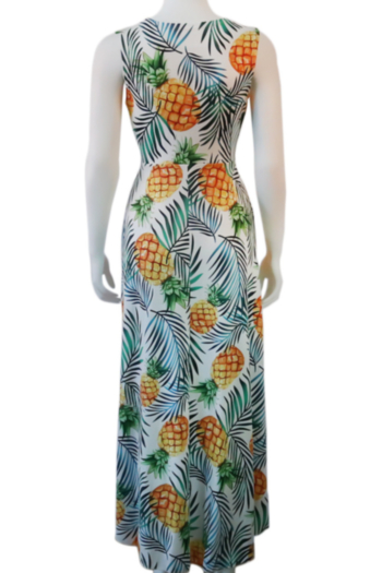 Tropical Rain-forest Colorful Pineapple Sleeveless Wrap Long Dress