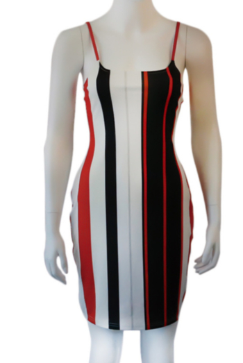 Classic Colorful Striped Straps Tube Top Backpack Mini Dress