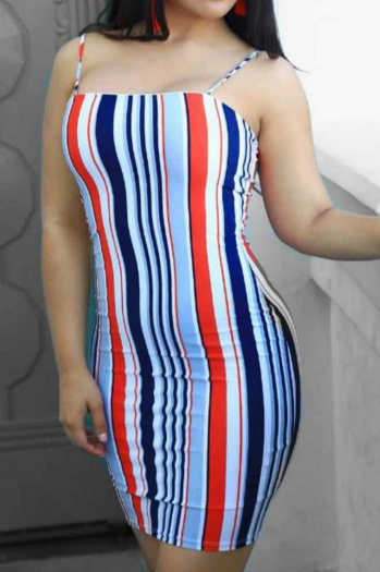 Classic Colorful Striped Tube Top Backpack Mini Dress