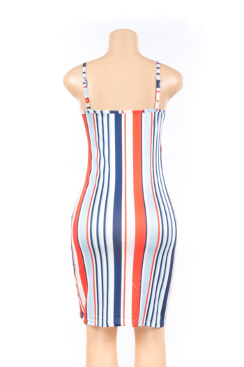 Classic Colorful Striped Tube Top Backpack Mini Dress