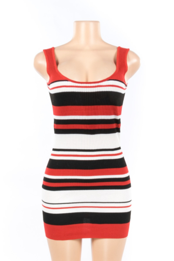 3 Color Striped Slim Sexy Knitted Sweater Dress