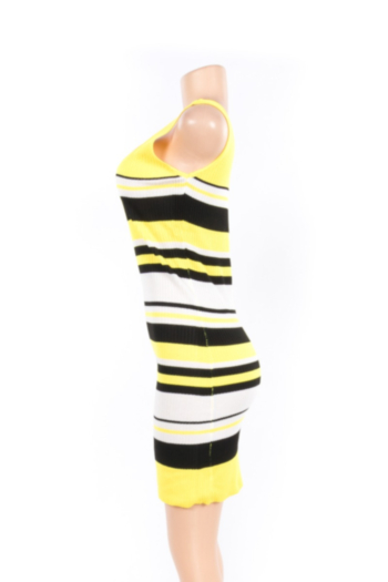 3 Color Striped Slim Sexy Knitted Sweater Dress