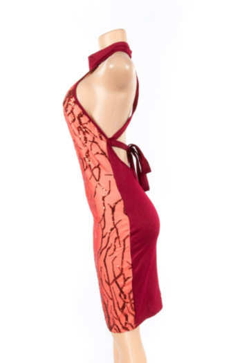 Geometric sequined one-piece dress