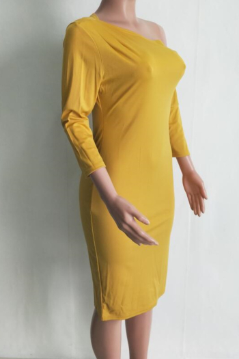 Solid color shoulder dress