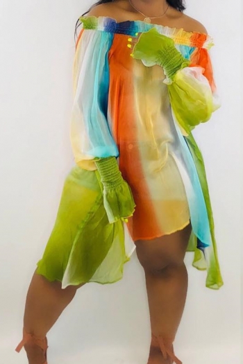 colorful printed irregular dress casual rainbow dress
