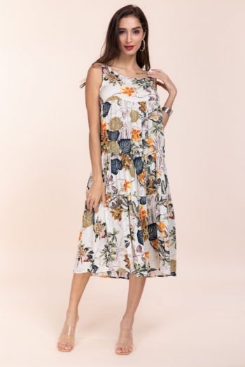 new plus size floral batch printed bohemian style inelastic dress