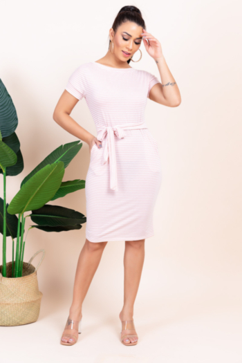 new four colors stylish stripe laced slim stretch pocket dress