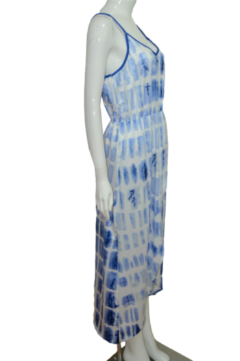 Plus size summer sling tie-dye batch printing loose stretch irregular dress