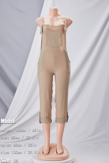 New stylish four colors loose pocket wide leg sling jumpsuit