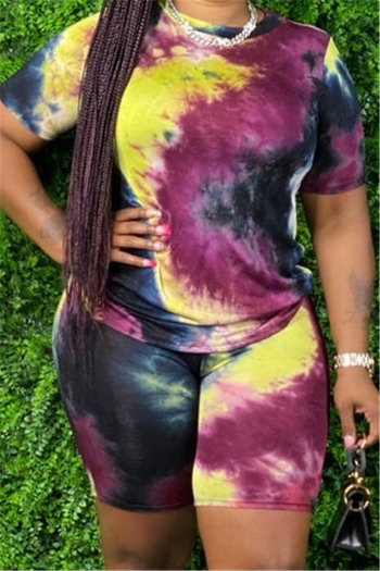 oversize multicolor tie-dye stretch stylish casual two-piece set